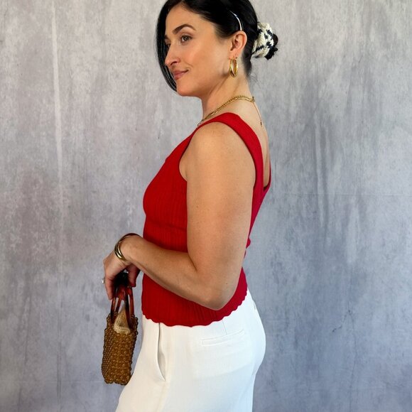 Thread & Supply | Aster Tank | Red Stretch Knit Top - Picture 5 of 7